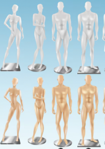 Манекены для витрин и магазинов: материалы и размеры